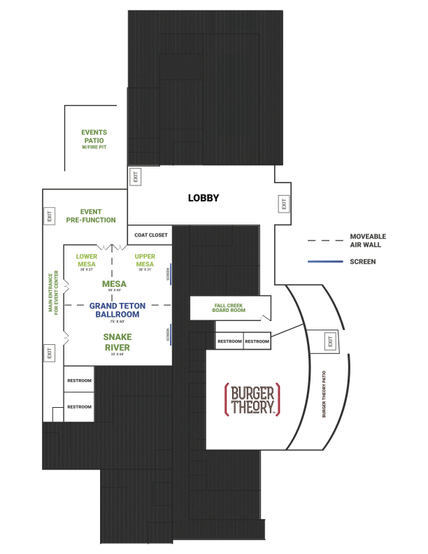 map layout of event spaces available in Idaho Falls